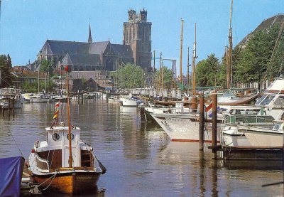 Dordrecht, Nieuwe Haven met Grote Kerk, circa 1980
