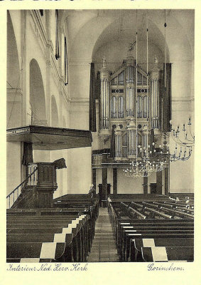 Gorinchem, NH kerk interieur, circa 1940