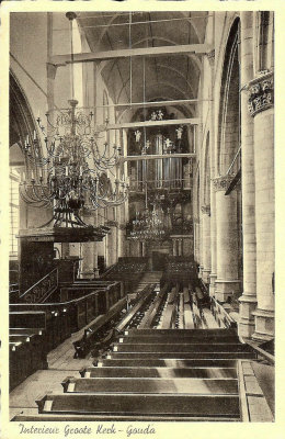 Gouda, prot gem Grote Kerk interieur, circa 1935