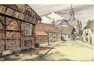 Ootmarsum, aquarel Wim Riem