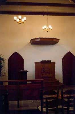 Aruba, Oranjestad, oude prot kerk interieur, 1994