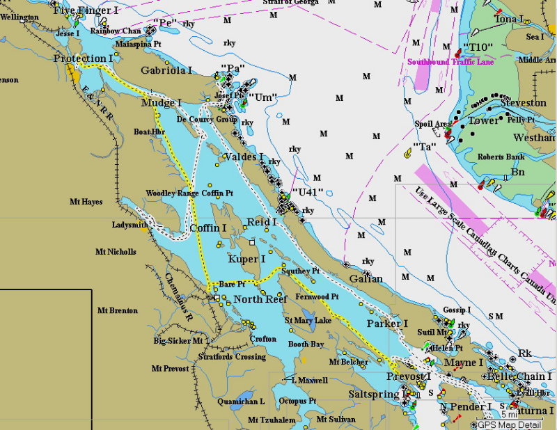 Friday, through Dodd Narrows and down to Prevost Island, pausing briefly, and then ...