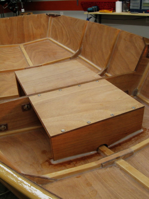 Close-up; separates for ease in painting.  In use, forward part could extend farther when two are aboard.