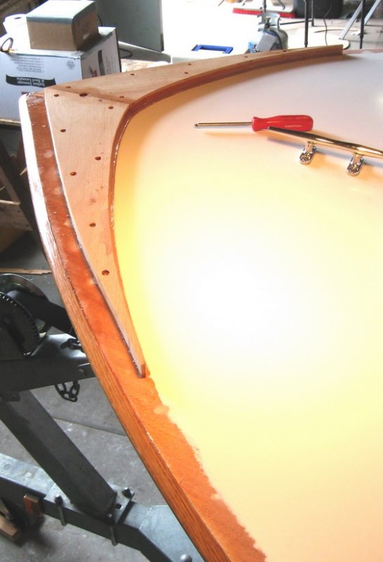 Masking removed.  Rails will go outside this piece and about 10 feet down each sheer.
