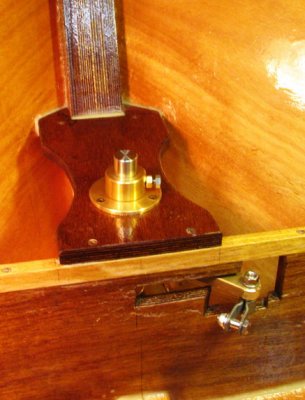 Rudder pivot completed; tiller arm and rudder installed. Very smooth, solid action.