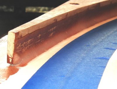 Detail of fillet; eventually this will be sanded to the paint under the epoxy for a smooth transition to existing paint.