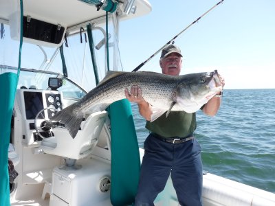 Buck Hicks holding his 47 1/2 inch, 40 lbs. rockfish