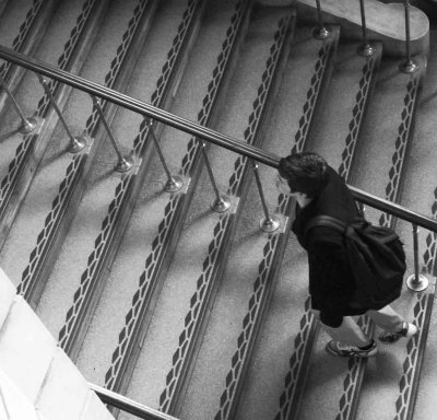 up the stairs