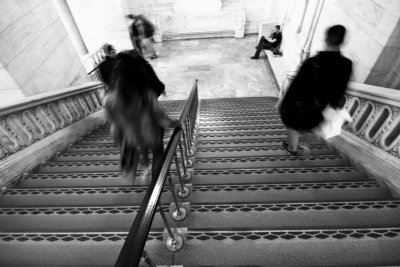 down the stairs