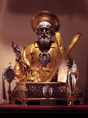 Reiquary bust of St Andrew, tooled silver 16th C