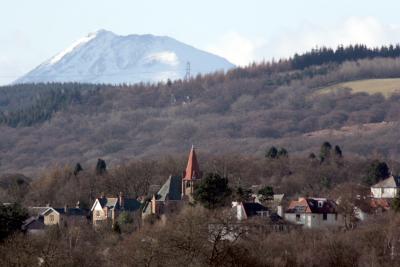 Milngavie with Cairns Church and Ben Lomond