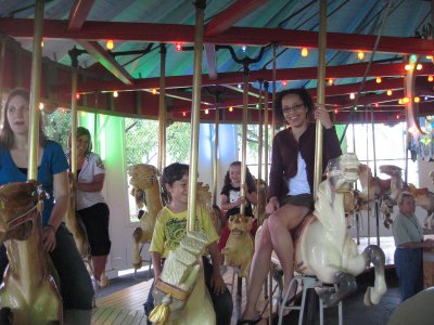 On the carousel with Traci and Tami