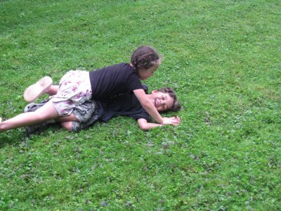 Leila wrestling Cooper