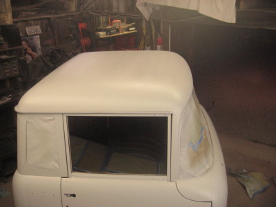 Cab covered in high build primer