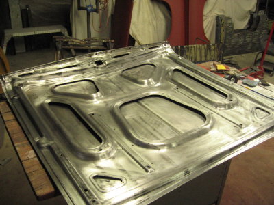 Underside of hood stripped