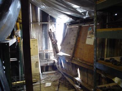 Barn damage from inside