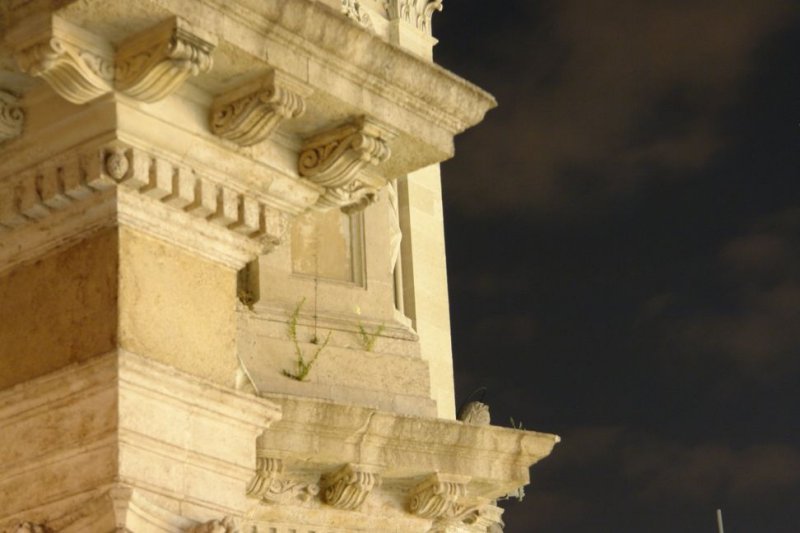 Church detail at night
