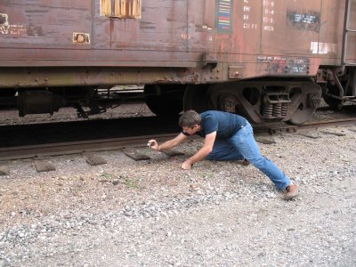 Nick Molo Getting Detail Shots at the Gateway Rail Services Tour.