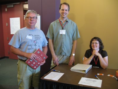 Your hosts, Lon Bathurst (left) and Dan Kohlberg (center).  Dan's wife Felicia is seated at right.