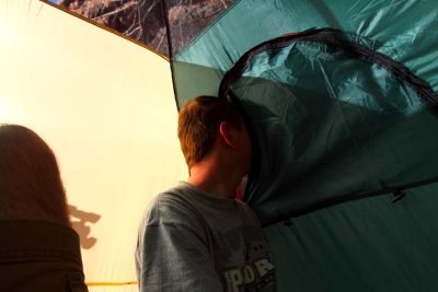 What's going on outside the tent?