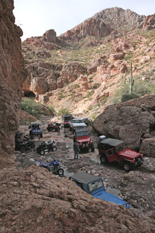 Jeep Club Waiting Their Turn to Enter Boulder Field