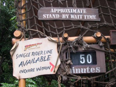 Long wait for indiana Jones Ride