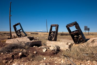Abandoned gas pumps, east of Flagstaff.