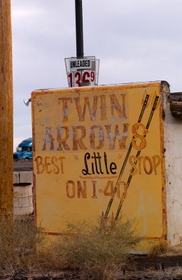 Sign at Twin Arrows, east of Flagstaff.
