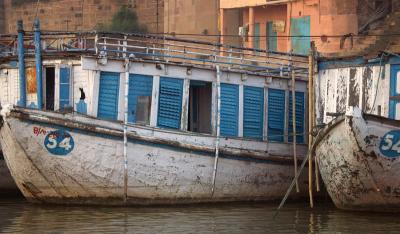 Idle boats on the Ganges, Varanasi.