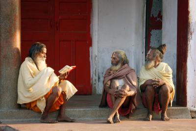 Holy men near Galta temple, near Jaipur.