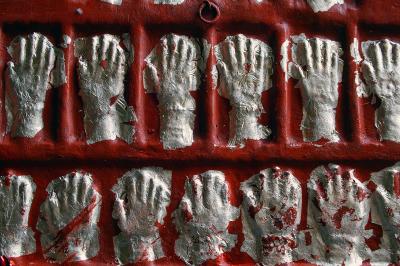 Handprints of 15 royal satis in Mehrangarh Fort, who immolated themselves on their husbands' funeral pyres, Jodphur.