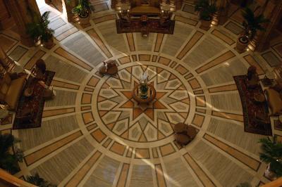 Looking down from a balcony in the dome of the Umaid Bhawan Hotel, Jodphur.
