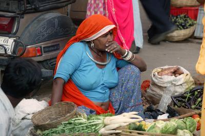 Vegetable seller, Pushkar.