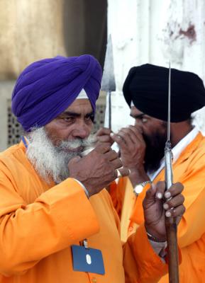 Sikh guards sipping chai, Amritsar.