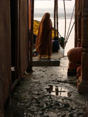 Women on a ghat on the Ganges, Varanasi.