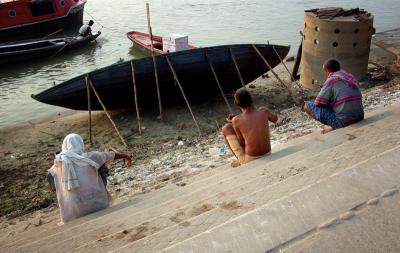 Boat being repaired, Varanasi.