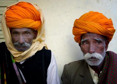 Two men in town for the Camel fair, Pushkar.