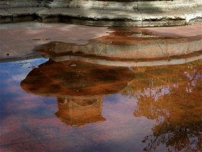 Fountain reflection, Oaxaca.