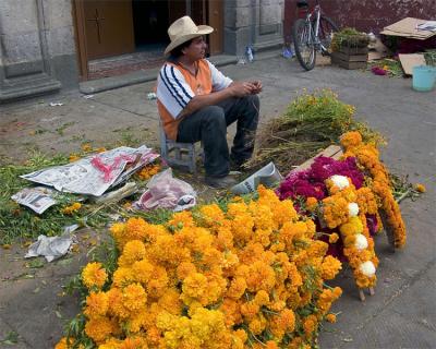 Marigold vendor, Oaxaca.
