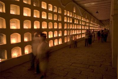 Crypts lit by candlelight, Oaxaca.