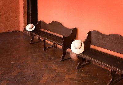 Hats belonging to guides at Santa Catalina monastery.