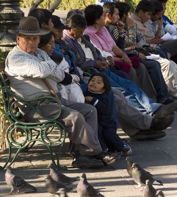 Relaxing on the Plaza de Armas, Arequipa.