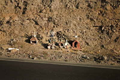 Shrine at a highway accident site.
