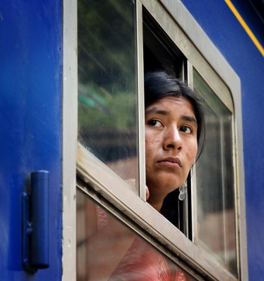Woman on the train, going to Cusco.