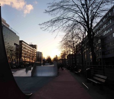 Skate boarding under the sunset