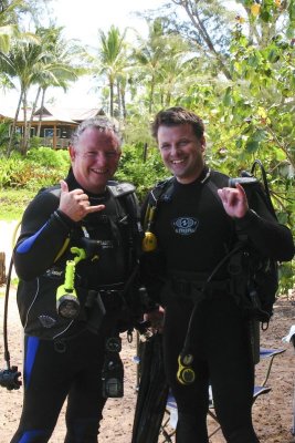 Scuba diving with new friend