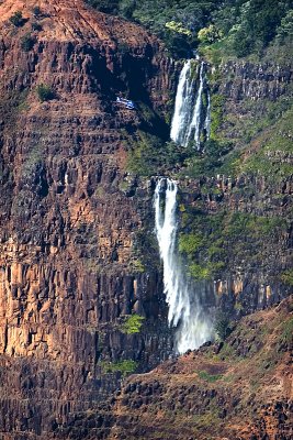 Waimea Waterfall and Helicopter for Scale