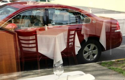 Red car with Chairs to match