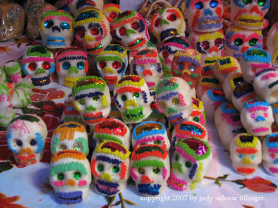 colorful sugar skulls