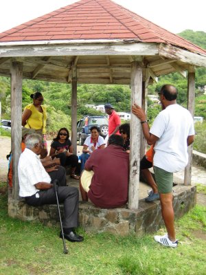 Eating breakfast in Bequia